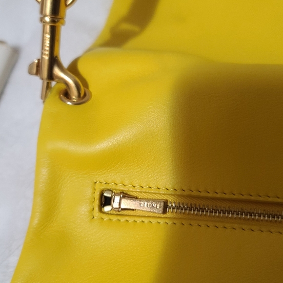 Céline Cabas Fold Over 3 way Tote Strap Yellow & White Leather Bag - Picture 7 of 11